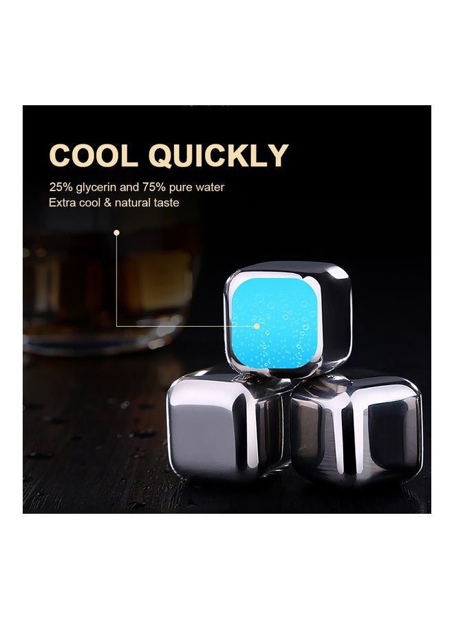 8-Piece Reusable Stainless Steel Ice Cube Silver 15.5x4x11.2cm - Image 5