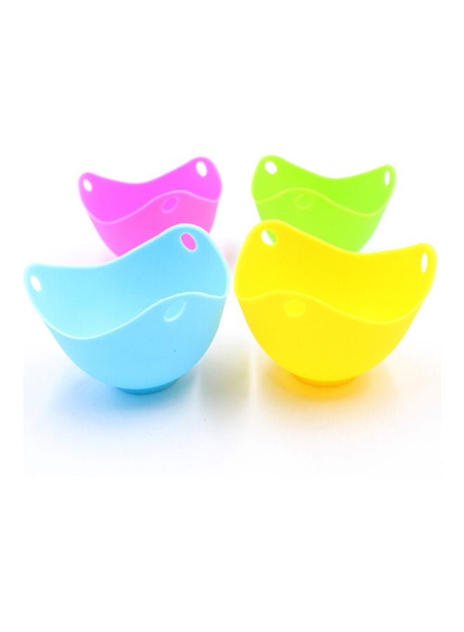 4-Piece Silicone Egg Poacher Blue/Purple/Green 15x3x10cm - Image 3