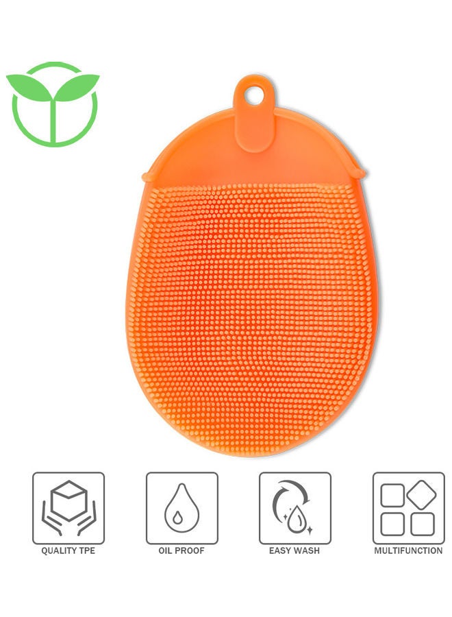 Premium TPE Dishwashing Scrubber Reusable Brush Gloves Orange 15.1x3x10.4cm - Image 1