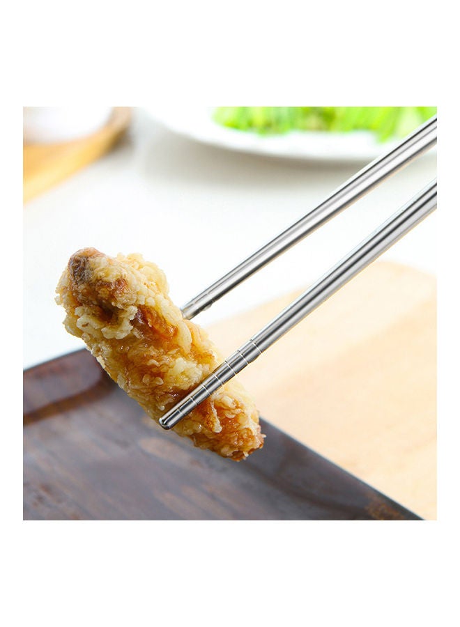 10-Pairs Stainless Steel Chopsticks Silver 26x3.5x5cm  - Image 2
