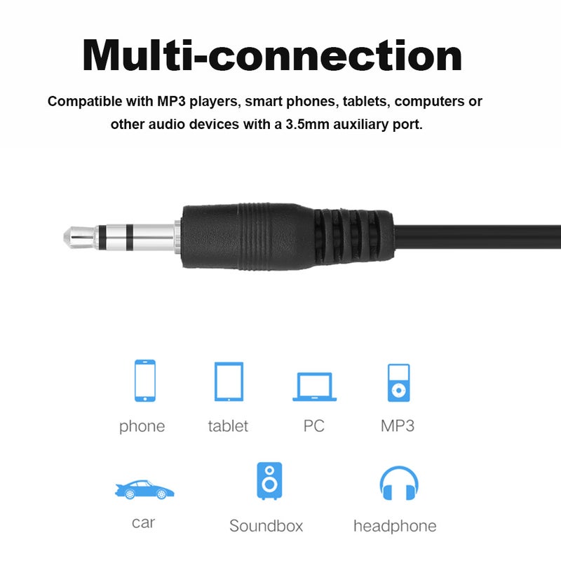 1m 3.5mm Male to 3.5mm Male Audio Cable AUX Wire V3774_P Black  - Image 4