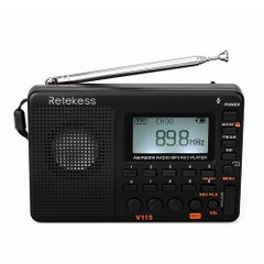 Retekess V-115 FM/AM/SW Radio Multiband Radio Receiver With Sleep Timer V2938_P Black  - Image 5