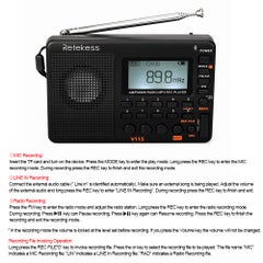 Retekess V-115 FM/AM/SW Radio Multiband Radio Receiver With Sleep Timer V2938_P Black  - Image 4