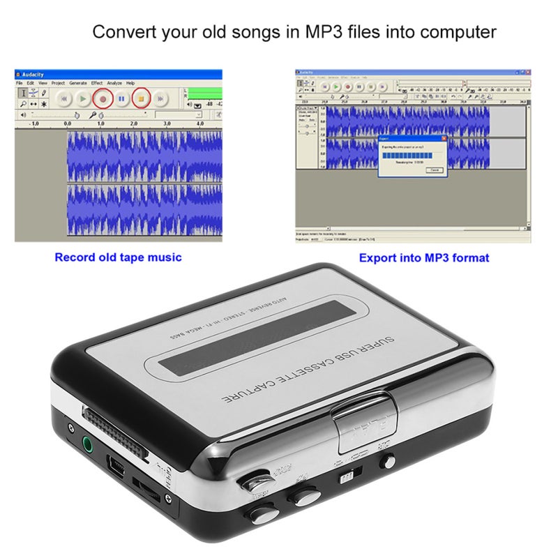Ezcap - USB Cassette Capture Tape-to-MP3 Converter With Earphone V2851_P Black - Image 1