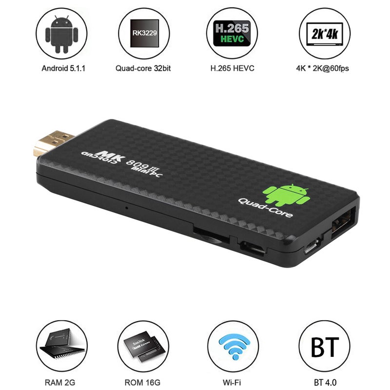 Generic - MK809 III Android 7.1 TV Dongle V2692EU-16G_P Black - Image 1