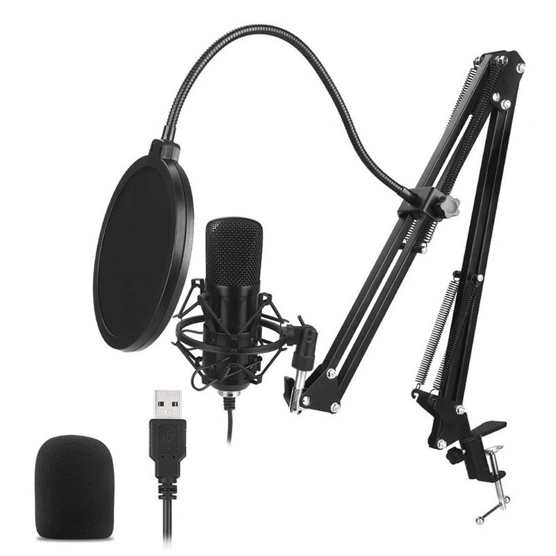 Professional Podcast Condenser USB Microphone Kit V6664-2_P Black  - Image 1