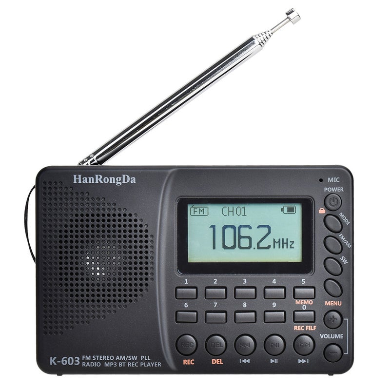 HRD-603 Portable Pocket Radio V7201_P Black - Image 1