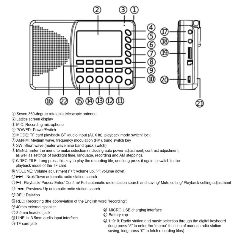 HRD-603 Portable Pocket Radio V7201_P Black - Image 2