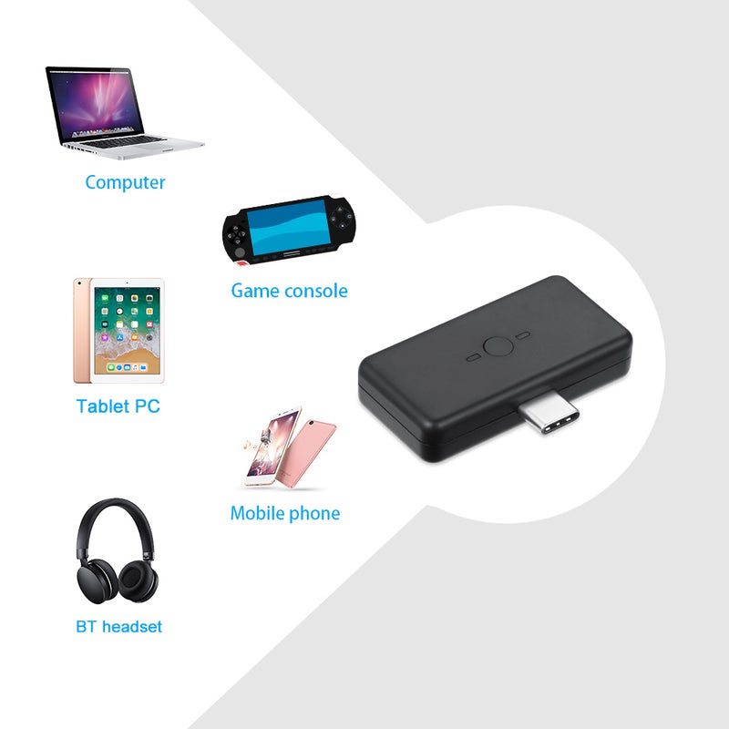 BT02 Wireless Type-C Audio Transmitter V7108_P Black - Image 5