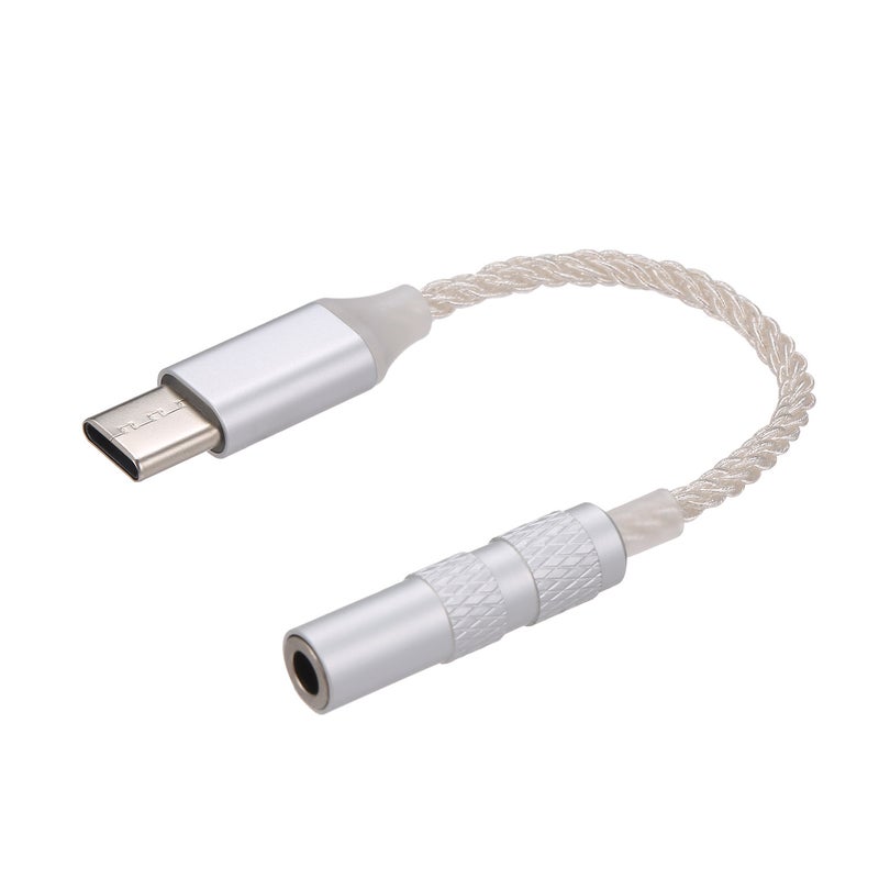 Type-C Male To 3.5mm Female Jack Audio Cable Headphone Audio Adapter V6831-1_P Silver - Image 2