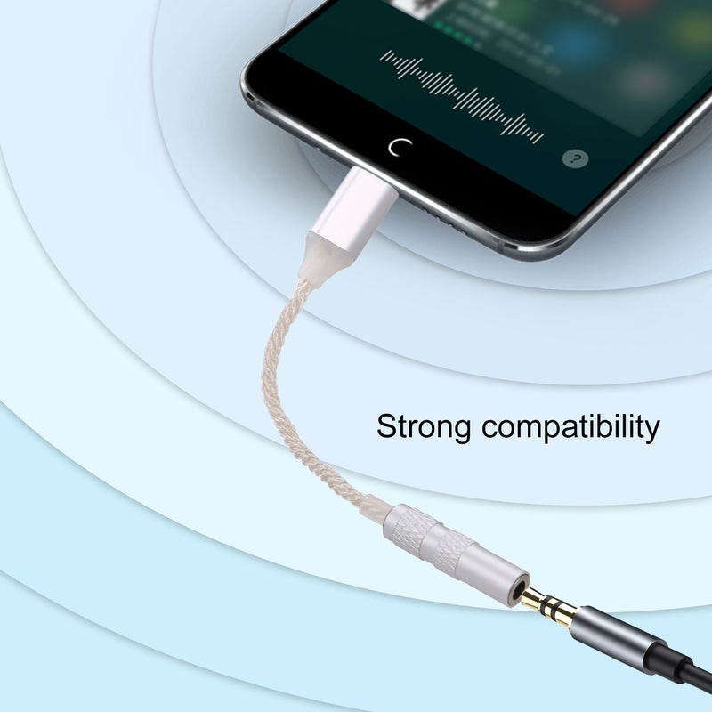 Type-C Male To 3.5mm Female Jack Audio Cable Headphone Audio Adapter V6831-1_P Silver - Image 3