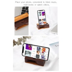 Generic Mobile Phone Sound Amplifier Stand Wooden Cell Phone Stand V6596_P Black walnut  - Image 4
