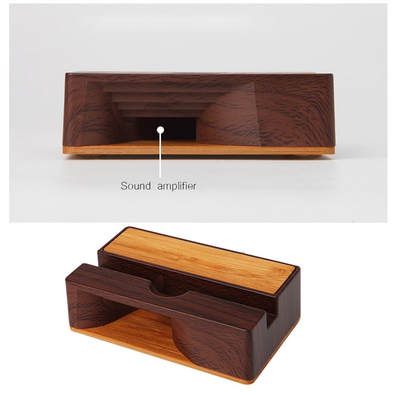 Generic - Mobile Phone Sound Amplifier Stand Wooden Cell Phone Stand V6596_P Black walnut - Image 1