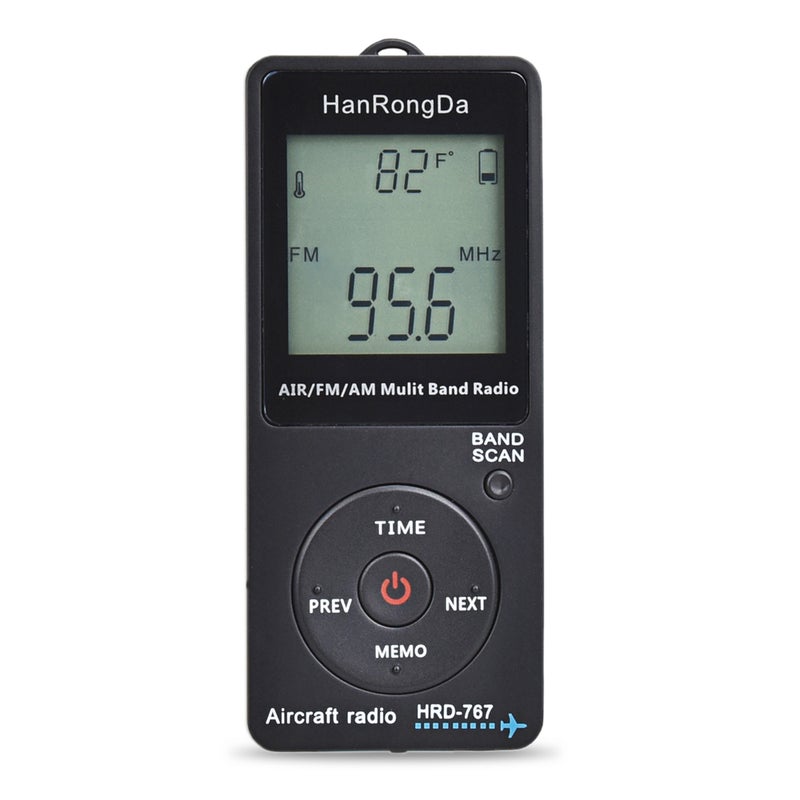HanRongDa - HRD-767 FM/AM/AIR Multi Band Radio Aircraft Band Radio Receiver V6559_P Black - Image 1