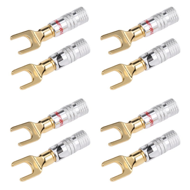 Y Spade Speaker Plugs Connector Amplifier Adapter V6528-2_P Silver - Image 5