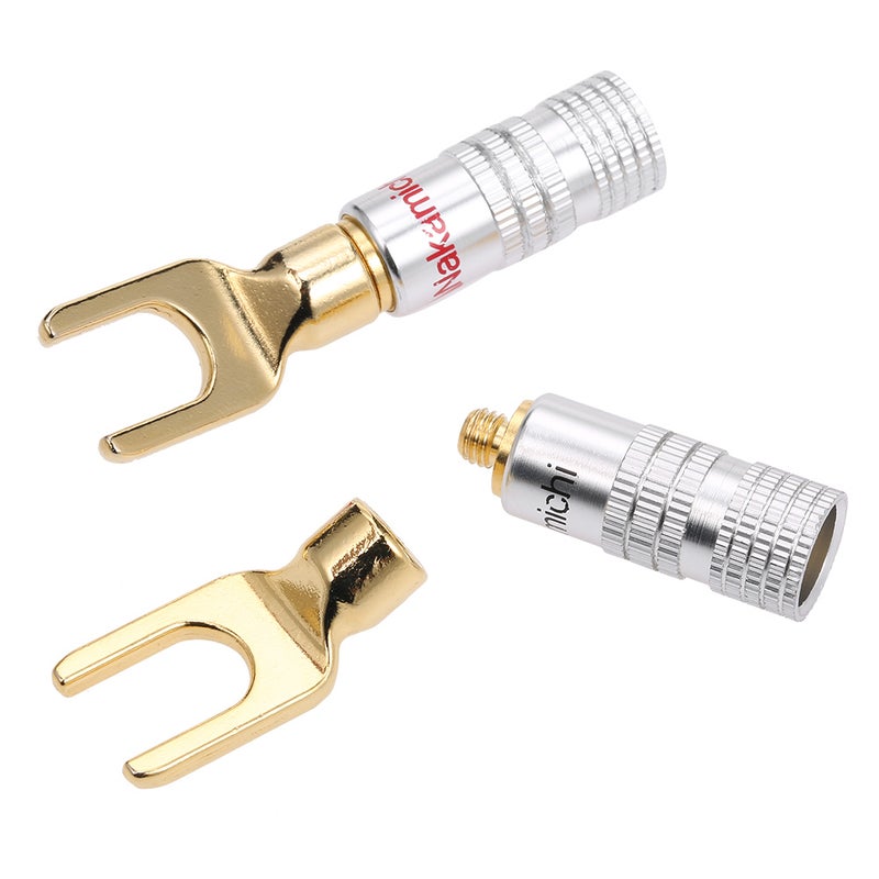 Y Spade Speaker Plugs Connector Amplifier Adapter V6528-2_P Silver - Image 2