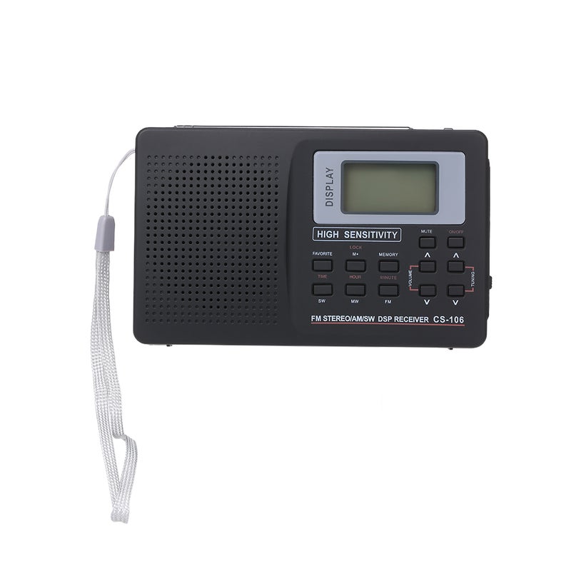 Portable FM/AM/SW Radio Multiband Digital Stereo Radio Receiver V6506_P Black