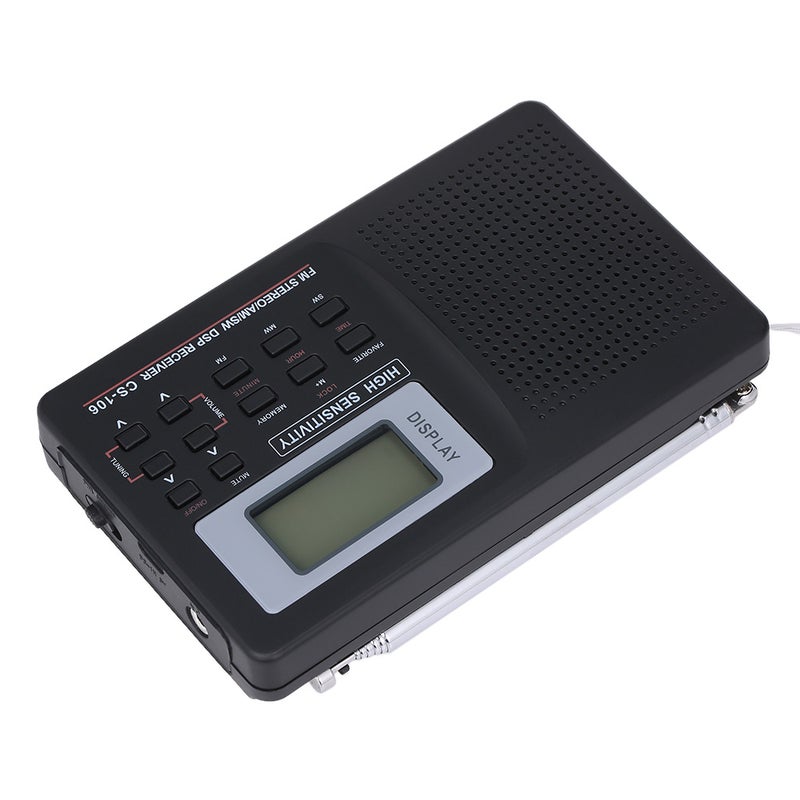 Portable FM/AM/SW Radio Multiband Digital Stereo Radio Receiver V6506_P Black