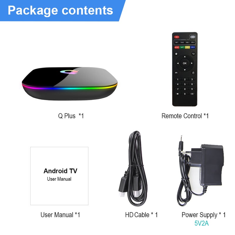 Generic - Q Plus Smart Android 9.0 TV Box V6071EU-16G_P Black - Image 1