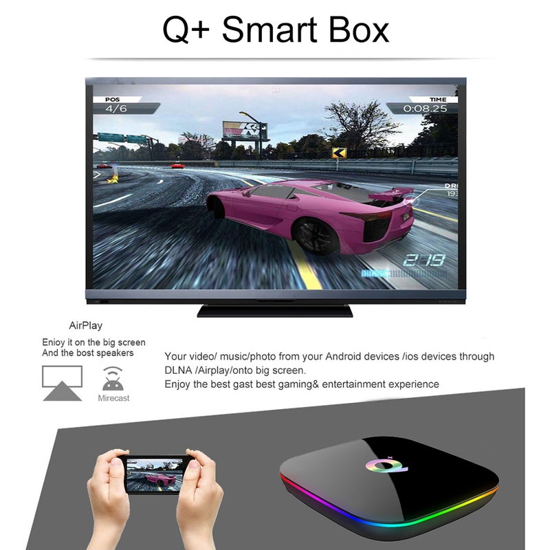 Generic - Q Plus Smart Android 9.0 TV Box V6071EU-16G_P Black - Image 1
