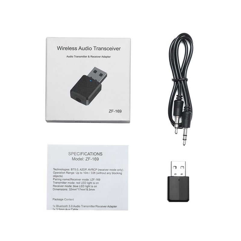 ZF-169 Bluetooth Receiver Transmitter Wireless Audio Adapter V6167B_P Black  - Image 4