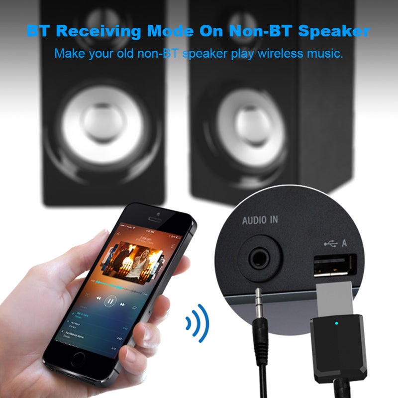 ZF-169 Bluetooth Receiver Transmitter Wireless Audio Adapter V6167B_P Black  - Image 3