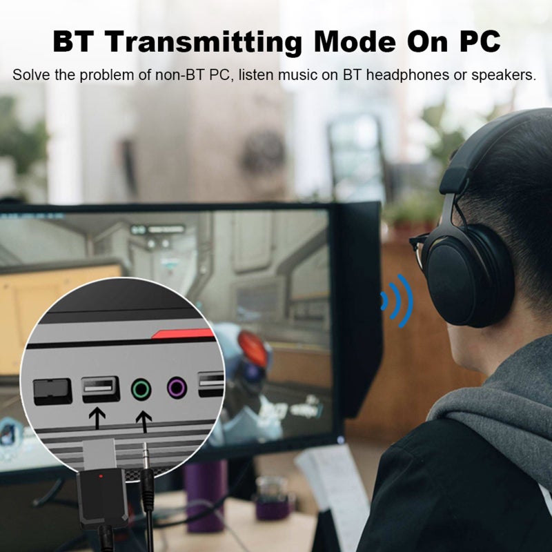 ZF-169 Bluetooth Receiver Transmitter Wireless Audio Adapter V6167B_P Black  - Image 5
