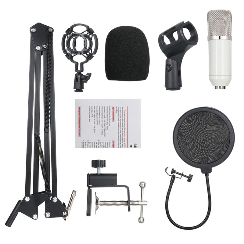 Professional BM700 Condenser Microphone Mic KTV Singing Studio Recording Kit V6053W_P White  - Image 1