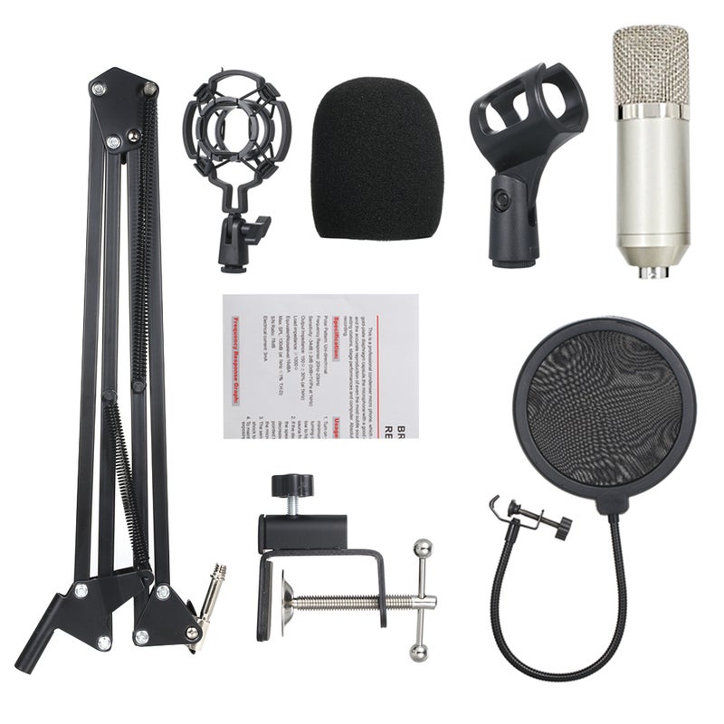 Professional BM700 Condenser Microphone Mic KTV Singing Studio Recording Kit V6053S_P Silver - Image 1