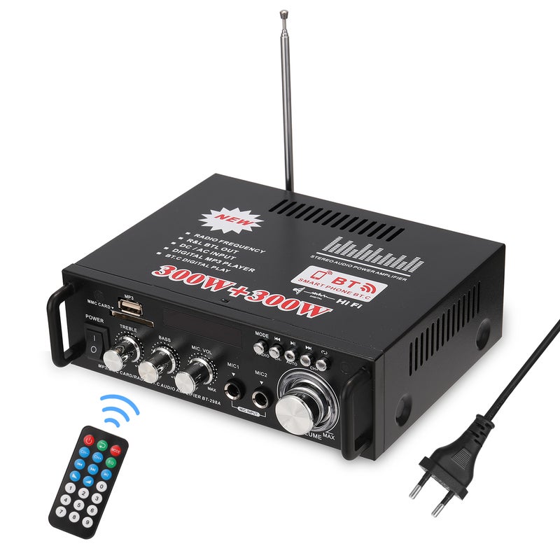 12V/220V Mini 2CH LCD Display HIFI Audio Stereo Power Amplifier V5330EU_P black  - Image 1