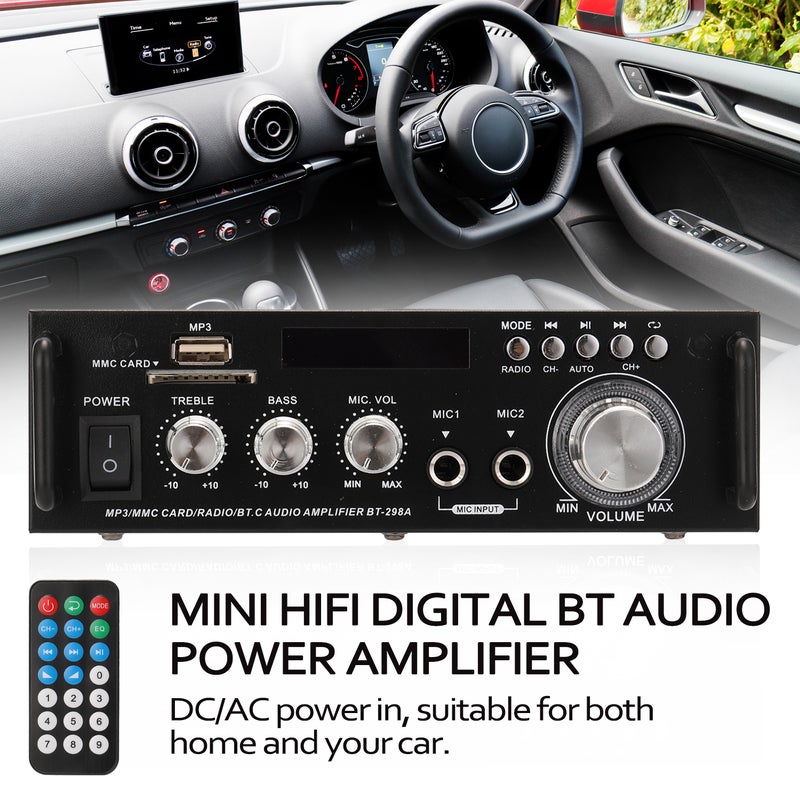 12V/220V Mini 2CH LCD Display HIFI Audio Stereo Power Amplifier V5330EU_P black  - Image 4