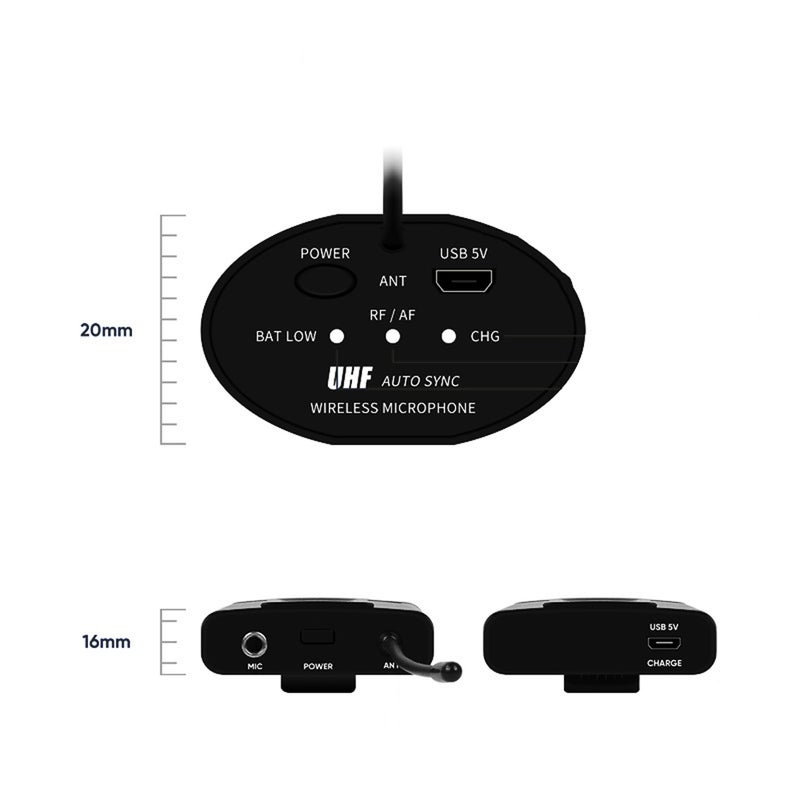 Portable Wireless Mini Receiver Headset Transmitter V5877_P Black - Image 3