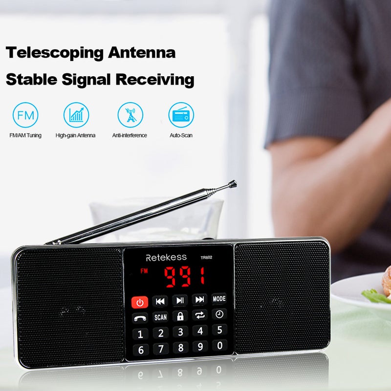 ريتيكيس جهاز استقبال راديو رقمي متعدد النطاق TR602 FM/AM V5966_P أسود - Image 2