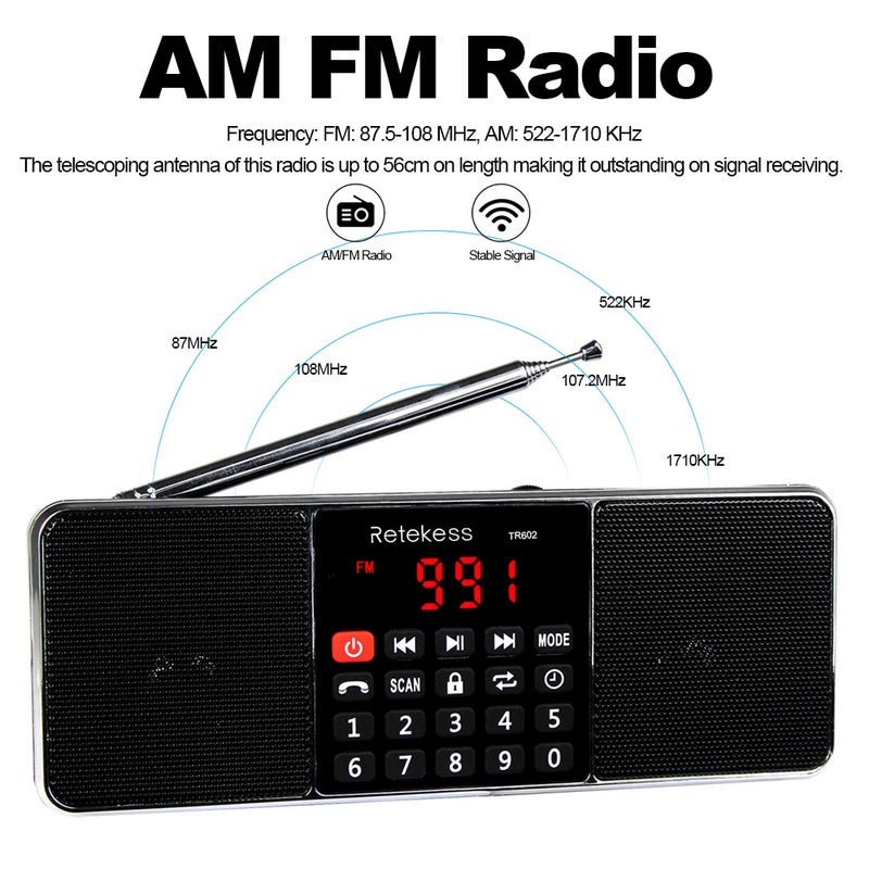 ريتيكيس جهاز استقبال راديو رقمي متعدد النطاق TR602 FM/AM V5966_P أسود - Image 5