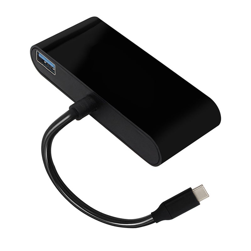 محول صوتي 3 في 1 للتحويل من USB-C Type-C إلى VGA بدقة عالية الوضوح، مقاس 3.5 مم V5910_P أسود - Image 1