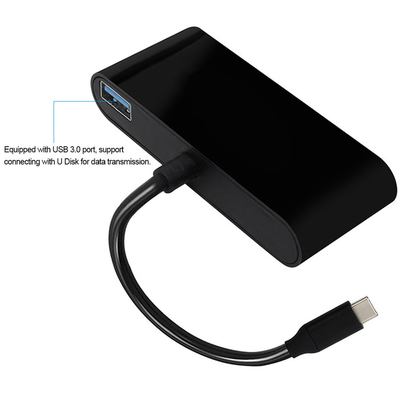 محول صوتي 3 في 1 للتحويل من USB-C Type-C إلى VGA بدقة عالية الوضوح، مقاس 3.5 مم V5910_P أسود - Image 5