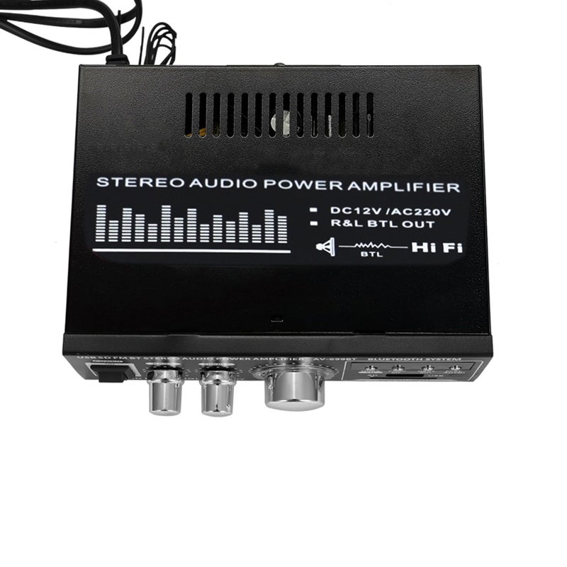 مضخم صوت ستيريو هاي فاي صغير بقناتين وشاشة LCD بجهد 12 فولت/ 220 فولت V5506_P أسود - Image 2