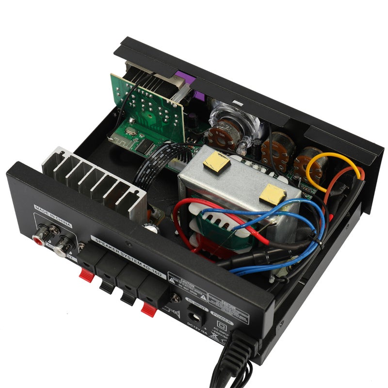 مضخم صوت ستيريو هاي فاي صغير بقناتين وشاشة LCD بجهد 12 فولت/ 220 فولت V5506_P أسود - Image 3