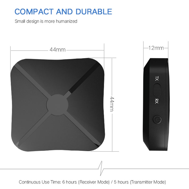 Generic - KN319 2 in 1 Bluetooth Audio Transmitter Receiver Bluetooth Music Adapter V5358_P Black - Image 1