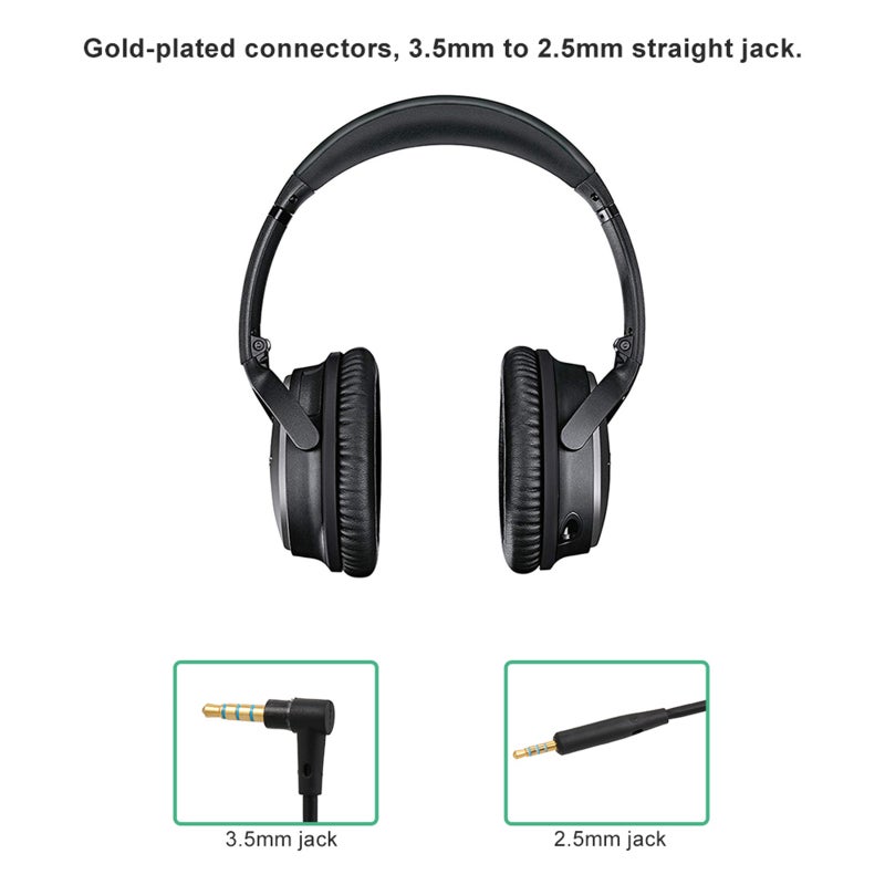 Generic - Line-control Audio Cable For BOSE QC25 Headphones With Mic Volume Control Cord Line V5183B_P Black - Image 1