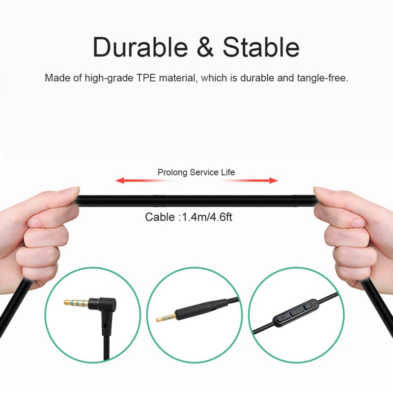 Generic - Line-control Audio Cable For BOSE QC25 Headphones With Mic Volume Control Cord Line V5183B_P Black - Image 1