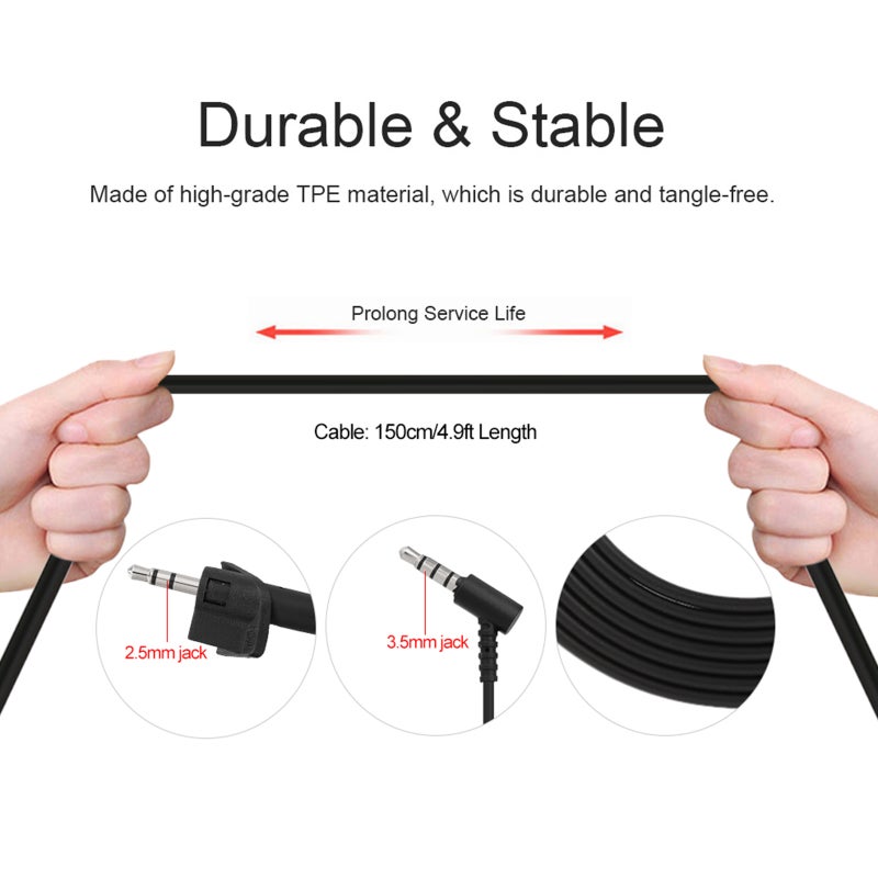 3.5mm To 2.5mm Audio Cable For BOSE OE2 Headset With Mic Volume Control V5179-1_P Black  - Image 3