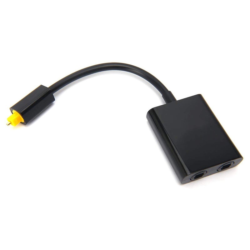 Digital Toslink Fiber Optical Splitter 1 In 2 Out Audio Adapter Compatible for CD/DVD Amplifier V5171_P Black  - Image 1