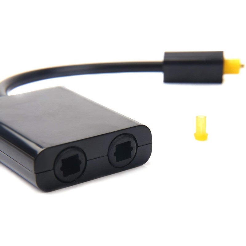 Digital Toslink Fiber Optical Splitter 1 In 2 Out Audio Adapter Compatible for CD/DVD Amplifier V5171_P Black  - Image 2