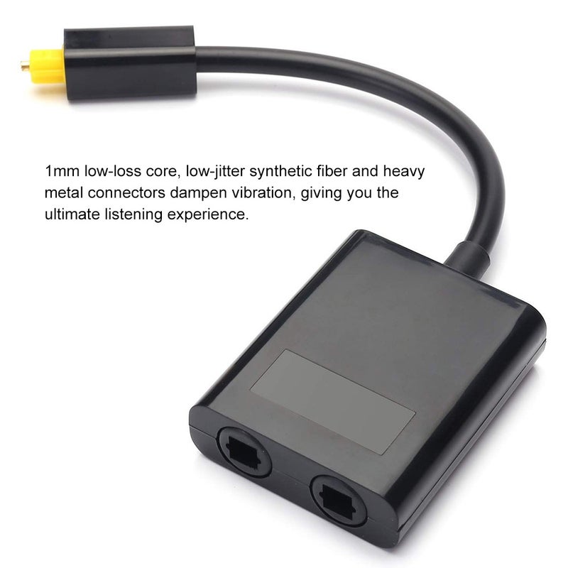 Digital Toslink Fiber Optical Splitter 1 In 2 Out Audio Adapter Compatible for CD/DVD Amplifier V5171_P Black  - Image 3