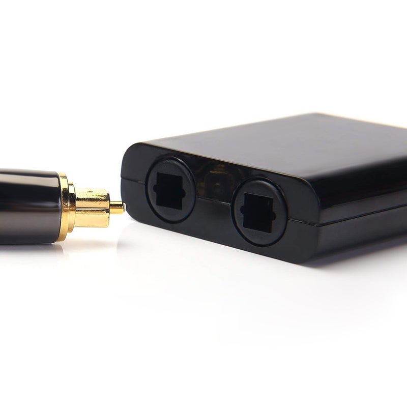 Digital Toslink Fiber Optical Splitter 1 In 2 Out Audio Adapter Compatible for CD/DVD Amplifier V5171_P Black  - Image 4