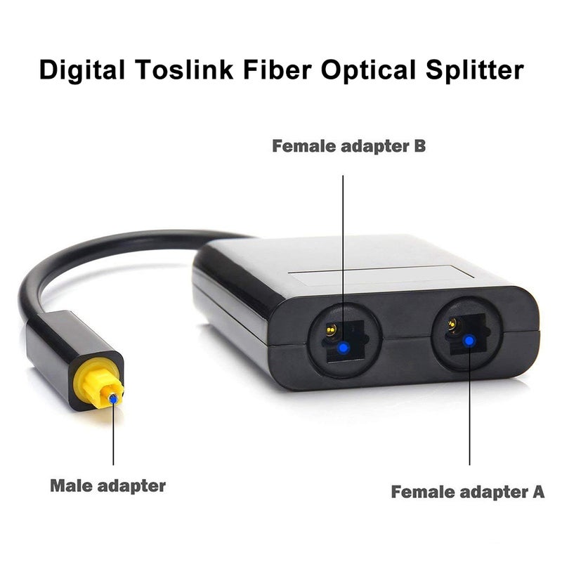Digital Toslink Fiber Optical Splitter 1 In 2 Out Audio Adapter Compatible for CD/DVD Amplifier V5171_P Black  - Image 5