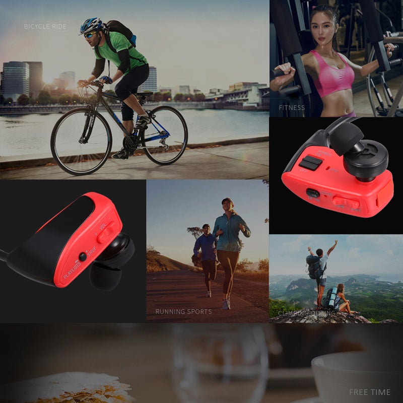 W262 8GB Sports MP3 Player Headphones 2 In 1 Music Headset V4370R_P Red  - Image 5