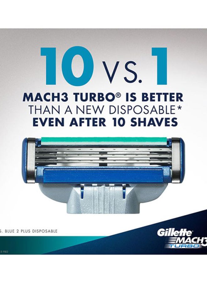 Gillette Mach3 Turbo Razor Silver/Blue - Image 4