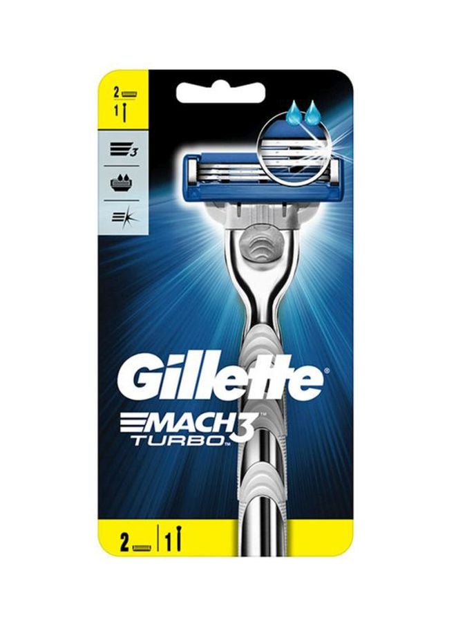 Gillette Mach3 Turbo Razor Silver/Blue - Image 1